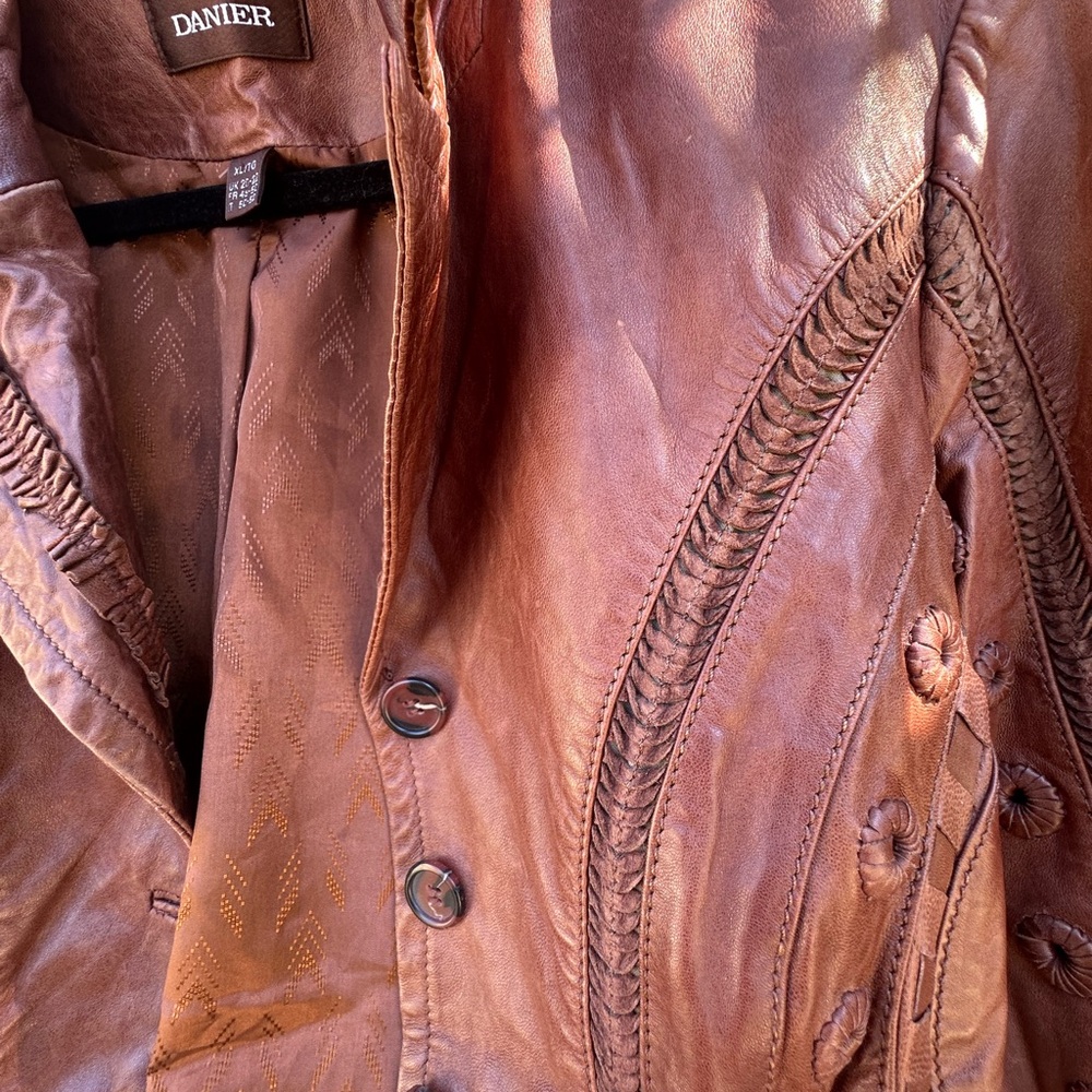 Danier Tan Leather Jacket With Button Detailing - image 7